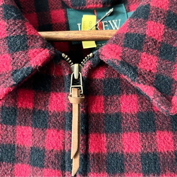 J Crew Men’s Buffalo Plaid Red & Black Wool Blend Full Front Zip Jacket EUC SZ L - Picture 15 of 16